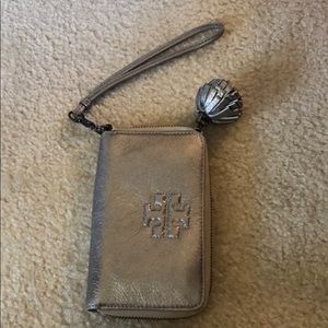 Silver Tory Burch wristlet